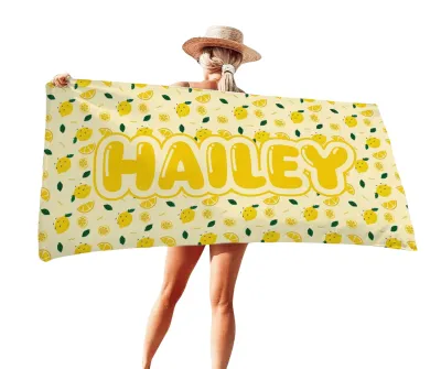 Custom Personalized Beach Towel with Name, Custom Cotton & Poly Travel Beach Pool Towel for Kids Adults