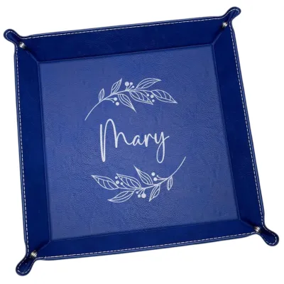 Personalized Leather Valet Tray, Engraved Vegan Leather Tray, Monogram EDC Tray, Catch All Tray, House Gifts, Leather Home Decor