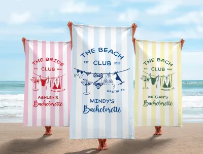 Personalized Bachelorette Beach Towel, Custom Bride Squad Pool Towel, Bridal Party Gift, Last Toast on the Coast Girls Trip