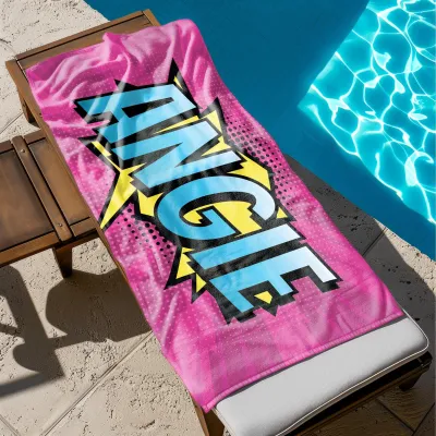 Custom Name Pop-Art Beach Towel, Comic Book Style Personalized Towel, Gift For Kids, Birthday Gift, Gift For Dad, Gift For Mom, Pool Towel