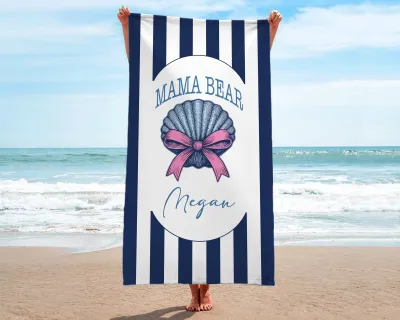 Personalized Grandma Beach Towel with Kids Names, Custom Family Beach Towel Gift for Grandma, Mom, Grandpa, Summer Vacation Gift