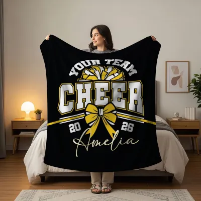 Custom Cheerleading Team Blanket, Personalized Name Senior Cheer Gift, Cheer Mom Coach Gift, Competitive Spirit Throw Birthday Present