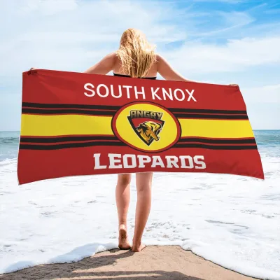 Custom School Mascot Logo, Retro Distressed Team Spirit Towel, Personalized Sports Design, School Team Pool Towels