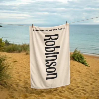 Personalized Scripty Beach Towel with Name Custom Pool or Bath Towel, Vacation Gift, Outside Birthday Towel Kids or Adults Name Towel