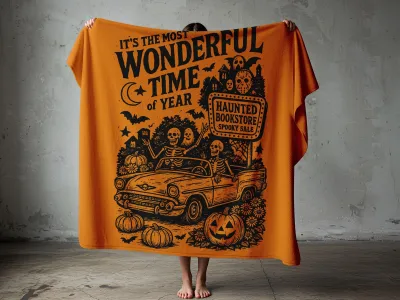 It's the Most Wonderful Time of the Year Halloween Blanket, Funny Retro Halloween Throw, Vintage Spooky Fall Blanket, Halloween Home Decor