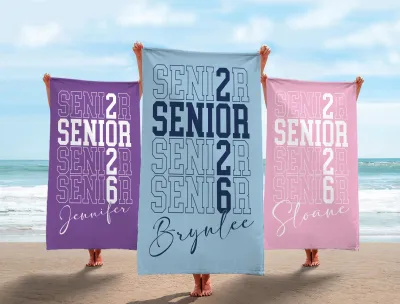 Personalized Graduation Towel Class of 2026, Custom Senior Beach Towel, Name Pool Towel, Grad Party Gift