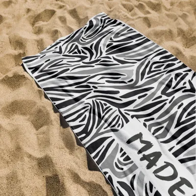 Zebra Print Beach Towel, Personalized Beach Towel, Custom Name Beach Towel, Bride Beach Towel, Bridesmaid Beach Towel, Honeymoon Gift