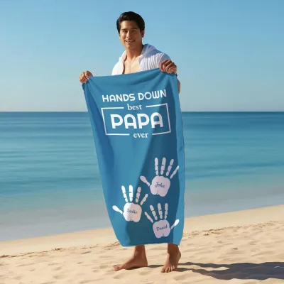 Custom Dad Towel Personalized with Kids' Names, Best Father’s Day Gift from Children, Funny, Unique & Heartwarming for Daddy, Papa or Baba