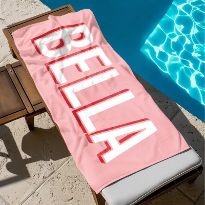 Custom Name Beach Towel, Personalized Matching Set Towels, Bridesmaid Towels, Bachelorette Party Gifts, Bold Style Beach Towel