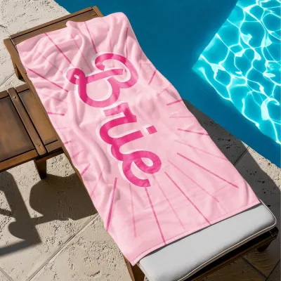 Personalized Name Beach Towels, Script Style Custom Pool Towel, Birthday Vacation Gift, Bachelorette Trip Favors, Towel for Kids