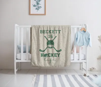 Personalized Ice Hockey Blanket, Custom Name Blanket, Hockey Blanket, Sports Blanket, Team Gift, Hockey Gift, Fleece/Sherpa,School Team Gift