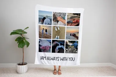 Custom Photo Blanket Collage with Text,Memorial Birthday Anniversary Gift,Personalized Picture Blanket, Couple Friend Gift,Christmas Grandpa