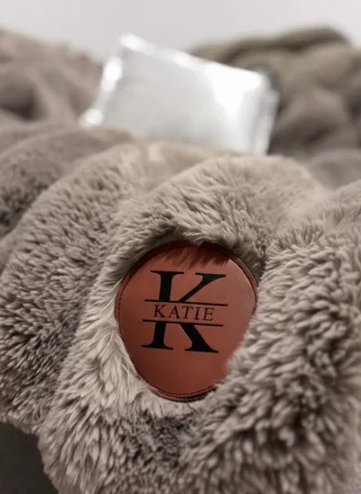 Custom Faux Rabbit Fur Blanket with Laser Engraved Patch, Double Sided Custom Faux Rabbit Fur Blanket Ultra Soft and Plush Faux Fur Blanket