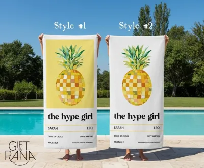 Custom Fruit Disco Beach Towel, Personalized Bachelorette Gift, Glam Strawberry, Lemon Pool Towel, Vegas Girls Trip Bridesmaid Favor