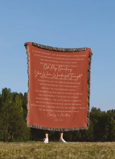 Custom Song Lyric Woven Tapestry, Personalized Anniversary Gift, Christmas Present For Couples, Keepsake Blanket, Gift For Mom/Dad