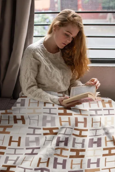 Custom Initial Throw Blanket, Personalized Gift with Monogram Letters, Cozy Fleece Blanket for Home, Winter Holidays, Family Christmas Gift
