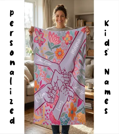 Personalized Beach Towel with Kids Names • Custom Name Pool Towel for Mom • Summer Gift for Her • Oversized Custom Microfiber Beach Towel