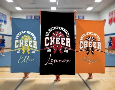 Custom Cheer Team Towel, Personalized Name Cheerleading Gift for Seniors, Cheer Moms & Coaches