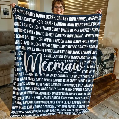 Personalized Family Name Blanket, Custom Blanket, Adults / Kids Blanket with Name, Grandma-Grandpa Blanket,Fleece,Sherpa,Minky Baby Blanket