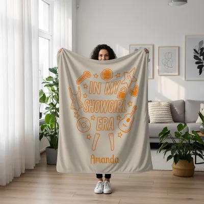 Personalized Showgirl Throw, Custom Name Blanket, Burlesque Dancer Gift, Theater Lover Cozy Blanket, Stage Performer Dance Gift