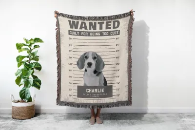 Custom Wanted Pet Woven Blanket, Dog/Cat Lover Gift, Present For Dog Moms, Dog Dads, Western Style Wanted Poster Tapestry