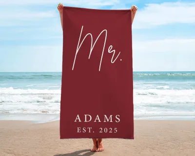 Mr. and Mrs. Custom Beach Towel, Bride Beach Towel, Personalized Beach Towel, Custom Beach Towel,Bachelorette Bride Beach Towel
