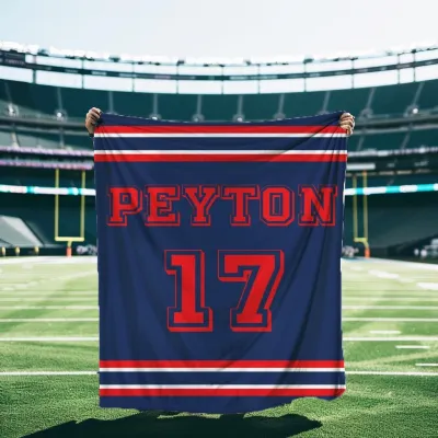 Sports Personalized Name & Number Blanket, Custom Sports Throw, Adults / Kids Blanket with Name,Custom School Team/Sport Team Unisex Blanket
