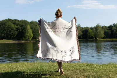 Custom Birth Flower Blanket, Grandma's Garden Woven Quilt, Gift From Grandkids, Christmas Present For Mom, Family Couch Throw