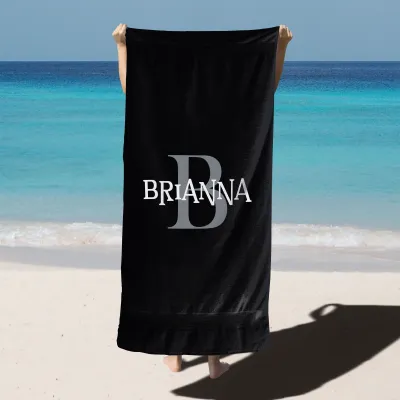 Black Name Beach Towel, Custom Name Beach Towel, Bride and Bridesmaid Custom Beach Towel, Personalized Beach Towel, Bachelorette Bride Towel