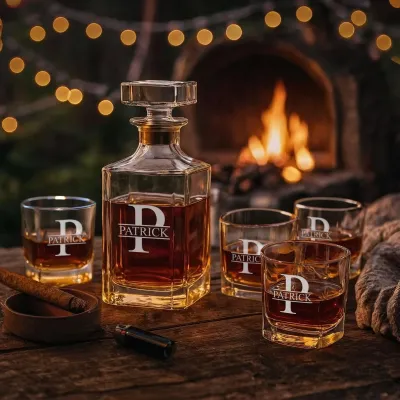 Personalized Whiskey Decanter Set, Engraved Bourbon Glasses, Custom Groomsmen Gift, Wedding Gift, Bourbon Lover Gift for Him, Christmas Gift