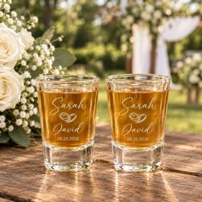 Personalized Wedding Shot Glass, Custom Engraved Shot Glass Favor, Bulk Wedding Favors, Bridal Party Gift,Bridesmaid Gift,Bachelorette Party