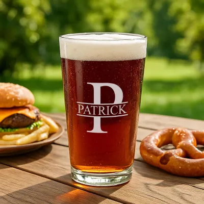 Personalized Monogram Beer Glass, Custom Engraved Pint Glass with Name, Etched Groomsmen Gift, Husband or Dad Gift, Christmas Gift