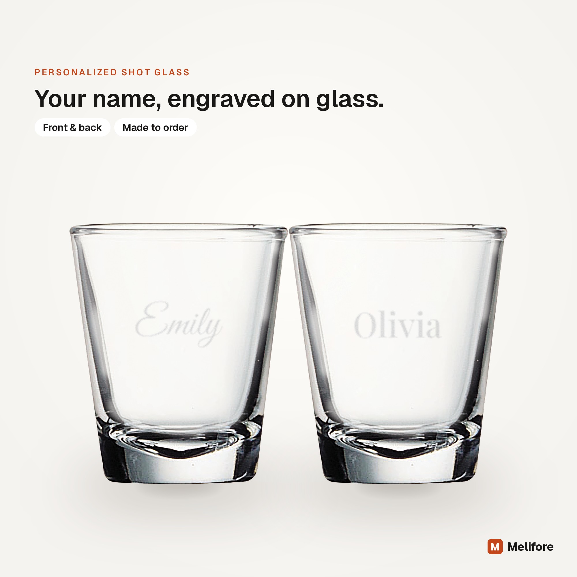 Personalized shot glass, laser engraved with a name